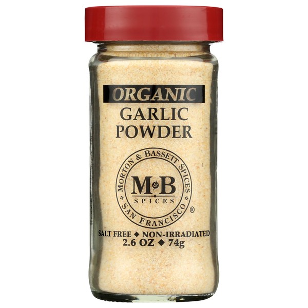 Morton & Bassett Organic Garlic Powder Seasoning, Vegan, 2.6 Ounces