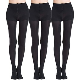 MANZI 70 Denier Women's Tights Stretch Run Resistant Opaque Control Top Tights Small 3 pairs, S, 3 Black