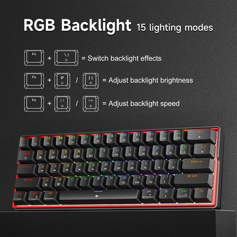 KEMOVE K61SE Gaming Mechanical Keyboard, 60 Percent Wired RGB Backlit