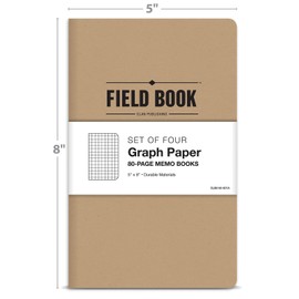 Elan Publishing Company Field Notebook/Journal - 5"x8" - Kraft - Graph Memo Book - Pack of 4