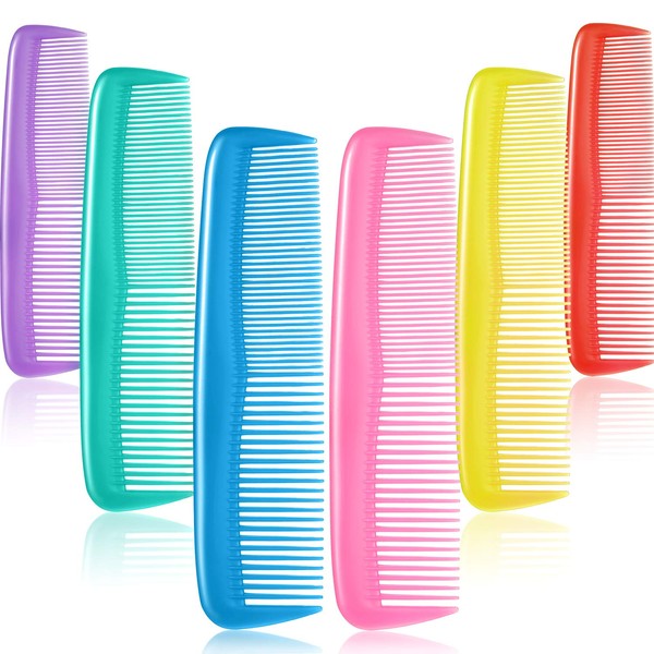 24 Pieces Hair Combs Set Plastic Hair Comb for Women and Men, Fine Dressing Comb (Yellow, Purple, Green, Blue, Red, Pink)