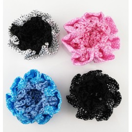 yueton Pack of 4 Girl Women Bun Cover Snood Ballet Dance Polka Dot Hair Net hair Accessories