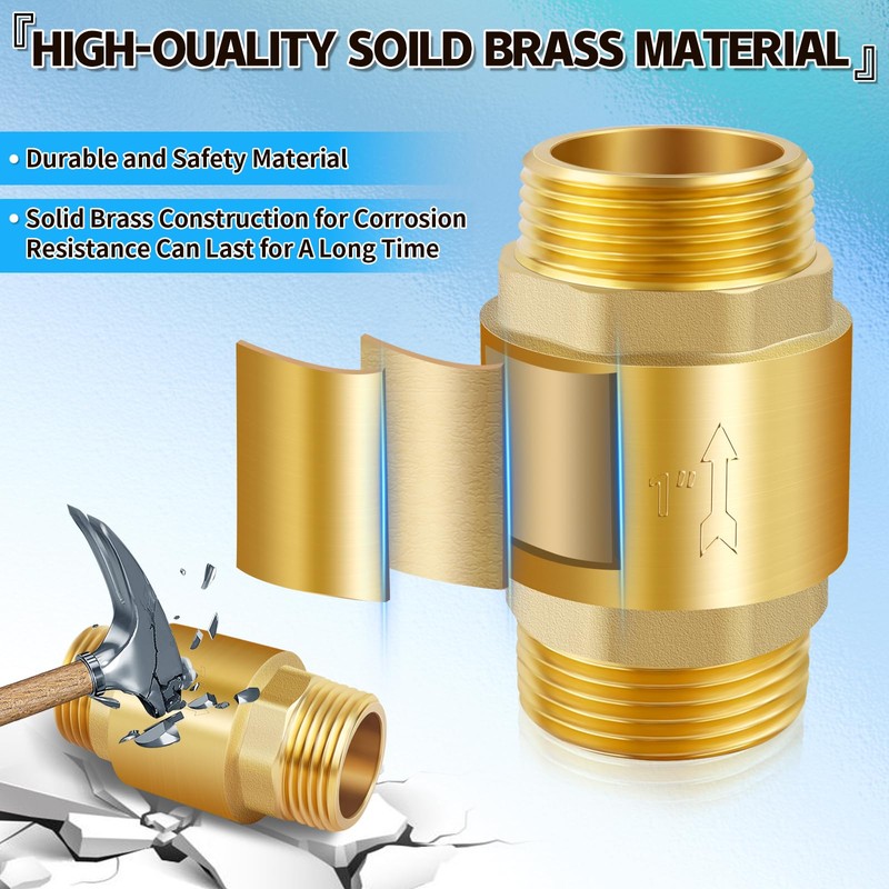 Boltigen 2Pcs 1/2in NPT Spring Check Valve, Brass Non Return
