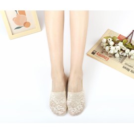 Panda Bros Women's Lace No Show Socks Low Cut Non Slip, Invisible with Flats, Pumps, Boat Liner Socks