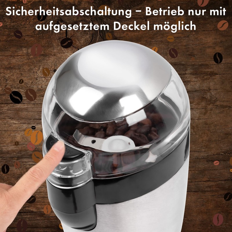Bomann elektrische Kaffeemühle, Kaffeemühle mit Edelstahlschlagmesser, Fassungsvermögen 40 g, 120-Watt