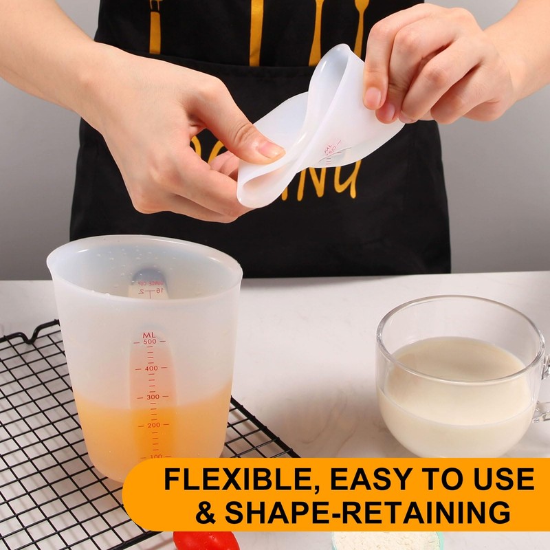 3 PCS Silicone Measuring Cups Flexible Chocolate Melting Cup for