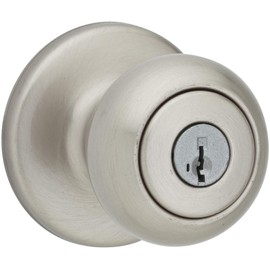 Kwikset 94002-862 Cove Keyed Entry Knob Featuring Smartkey Security In Satin Nickel