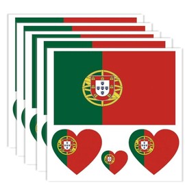 20 PCS Portugal Flag Temporary Tattoo,Portuguese Banner Rectangle Heart Tattoos Decoration Decal, Waterproof Sticker for Party Parade Sport Carnival Classroom