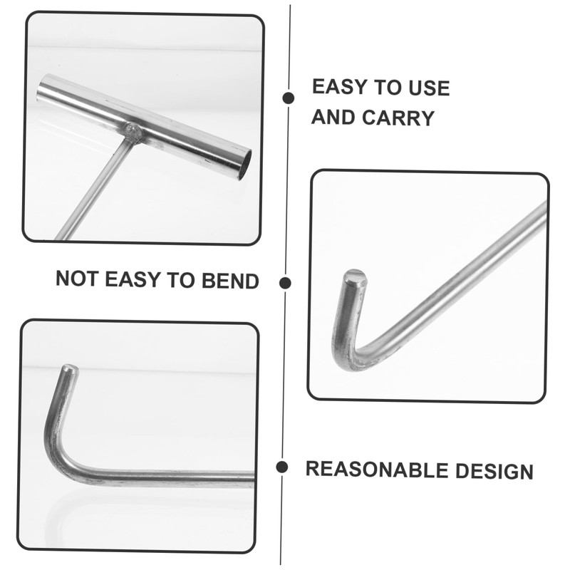 Hohopeti Stainless Steel Manhole Cover Hook T Shape Heavy Duty