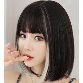 Premium Line Wig, Inner Color Line, Women's Wig, Wig Bob, Facial Effect, M Grande, Black Blue