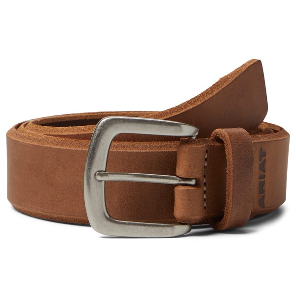 ARIAT Men's Embossed Logo Beveled Edge Belt, Medium Brown, 38