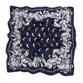 STARWHISPER 27" Square Head Scarf for Women Silk Feeling Satin Scarf Women Fashion Silk Scarf for Wrapping Hair(Black paisley)