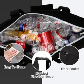 Insulated Cooler Bag SIYUAN 10L Leakproof Soft Lunch Tote BPA-Free with Shoulder Strap for Work Office Travel Water-Resistant Black