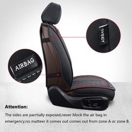 MIROZO Dodge Ram Seat Covers Full Set,5PCS Car Seat Cover Waterproof Fit 2009-2025 Ram 1500 2500 3500 Crew Quad Regular Cab Pickup Cushions with Split Bench 40/60 (Black and Red,Full Set Flat Back)