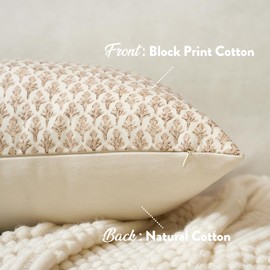 FIOUOVO Floral Pillow Covers 18x18 Pillow Cover Block Print Couch Pillows for Living Room Decorative Neutral Accent Throw Pillow Covers, 1PC, Cognac Brown