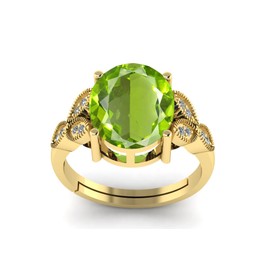 LMDPRAJAPATIS 3.25 Ratti Green Peridot Stone Gold Ring For Women's Lab Certificate, Gemstone, Peridot