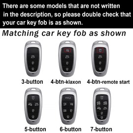 ontto Key Case Fit for Hyundai Tucson 2020-up 7-Button Key Fob Holder with Keychain for Solaris Sonata Hybrid Nexo NX4 Santa Fe,Sturdy Metal and Leather Car Key Cover,Brown