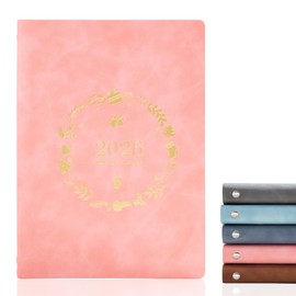 KaiRuiYing 2026 Planner Weekly and Monthly Calender, Jan. 2026 - Dec. 2026, PU Leather Flower Refillable Planner with 12 Monthly Tabs, Best Gifts for Teens Girls and Boys (6.7"x9.1", Pink)