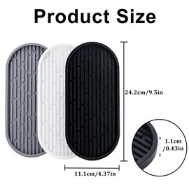 3 Pack Silicone Soap Tray Bathroom Vanity Tray for Sink Storage Mat Durable Anti-Scratch Organizer for Countertop, Dispenser Bottle Cup, Sponge Holder for Kitchen Sink