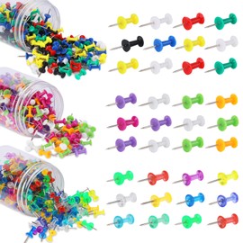 750Pcs Colorful Thumb Tacks, Push Pins Tacks, Assorted Colors Thumb Tacks, Steel Point Colorful Bulletin Board Pins for Photos,Tags,Cork Board,Bulletin Board Decorations, Office and Home