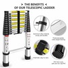 12.5FT Telescoping Ladder, Aluminum extendable Ladder, Retractable Extension Ladder for
