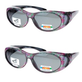 Pink Ribbon Shades 2 Pair Polarized Fit Over Oval Sunglasses - small - Floral/Floral
