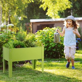 S AFSTAR Raised Garden Bed, Galvanized Elevated Planter with Legs & Drainage Holes, Freestanding Garden Bed for Indoor Outdoor, Fruit Green Elevated Planter Box for Vegetable Flower Herb, Fruit Green