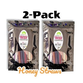 Naturz Beez HONEY STRAWS 2 Pack ASSORTED FLAVORS 40 Count KOSHER PAREVE USA HONEY Yummy
