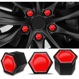 Biomar Labs Set of 20pcs Car Wheel Nut Caps Bolt Cover 19mm Universal with Removal Tool Red Gloss LC 2