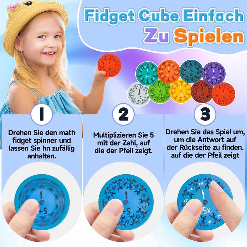 18Pcs Math Fidget Toy, Maths Fidget Spinner, Educational Math Fact