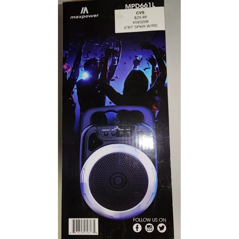 Maxpower BOOM M6 6" Portable Karaoke speaker with LED lights