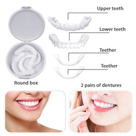 2 Paare Prothesen Gefälschte Zähne,Zähne Zum Aufstecken,Veneers Gefälschte Zähne Oben und Unten, Kosmetische Veneers Zähne Aufhellung Zahnersatz für Schlechte Zähne