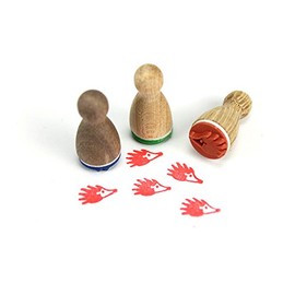 Stemplino® Mini Stamp - Hedgehog Motif - 12 mm Diameter - Wooden Stamp Children's Bullet Journal Stamp with Hedgehog Motif