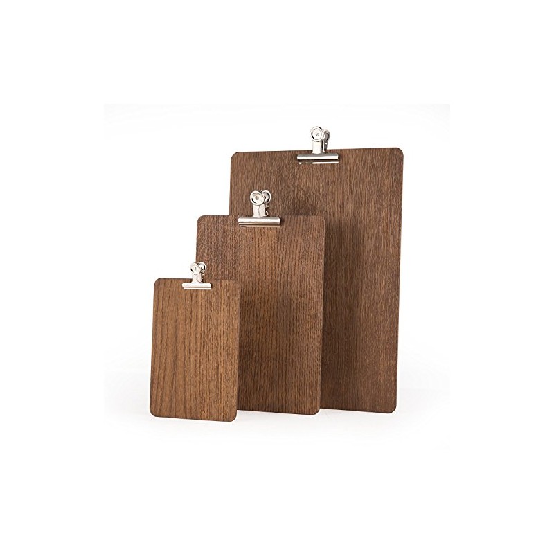 Chalkboards UK Clipboard with Silver Clip, Wood, Dark Oak, 26.2
