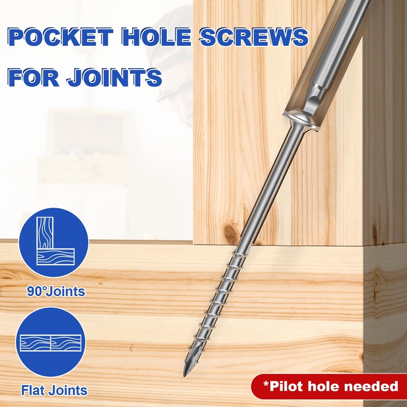 #8 Pocket Hole Screws 1-1/4 Inch, 640Pcs Coarse Thread Wood
