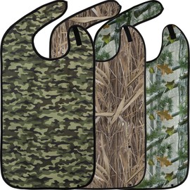 Babero reutilizable para adultos - Unisex - Ideal para comer con bolsillo recogemigajas - Protege la ropa y se puede lavar a máquina