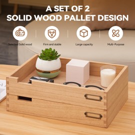 Kirigen Wood Desk Organizer Stackable Paper Tray Set of 2 for Office Desktop Document Storage - Wooden Two Tier Tray - Stackable Letter Trays - Inbox Tray for Desk,Natural,2TTP-NA