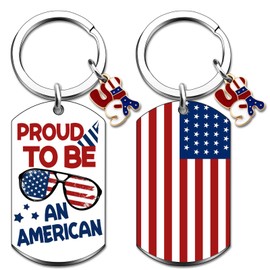 American Flag Keychain Proud To Be An American 4th of July Accessories American Citizenship Gifts Americans Gifts for Men USA Souvenir Keyring for Police Military Firefighter 4th of July