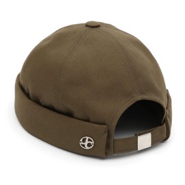 [UNDERCONTROL] Extra Large Oversized XXL No Brim Large Head Hand Stitched Steel Label Adjustable Solid Unisex Plus Size Korean XL Watch Cap, Khaki, L–XL