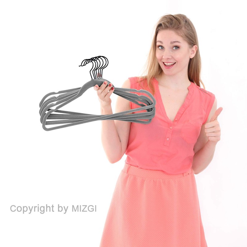 MIZGI Premium Velvet Hangers (50 Pack) Heavy Duty - Non