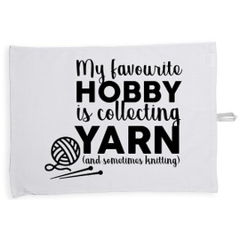 Hippowarehouse My favourite hobby is collecting yarn (and sometimes knitting) Tea Towel Eco Printed Dish Cloth Kitchen accessory 50cmx70cm 100% Cotton