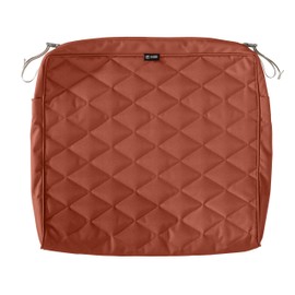 Classic Accessories Montlake Water-Resistant 21 x 19 x 3 Inch Patio Quilted Seat Cushion Cover, Spice