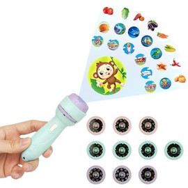 HOTUT HOTUT Torch and Projector, Torch Light and Projector with 10 Discs 80 Images, Children's Projector Torches, Kids Night Light Torches, Plastic Flashlight Toy Gift for Toddler and Age 3+ Years Children