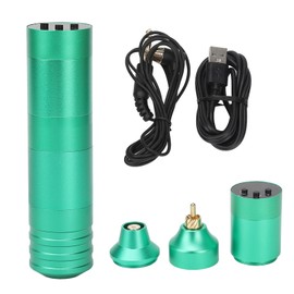 Wireless Tattoo Machine Battery Pen 1300mAh LED Screen Rotary Tattoo Machine Pen with RCA Clip Cord Green