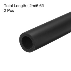 sourcing map 2pcs 2m/6.6ft Pipe Insulation Tube 20mm ID 30mm OD Foam Tubing for Handle Grip Support, Black