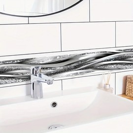 HOMETITUTE Wallpaper Border Peel and Stick Wall Border Silver Metallic Weave Decorative Wall Trim Self Adhesive Border for Walls Mirror Frame Accent Strip for Bedroom Kitchen Living Room 4x196 Inch