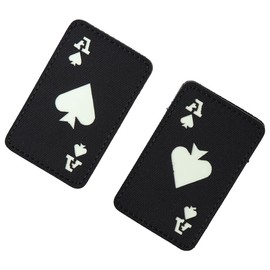 YYlingx 2Pcs Ace of Spades Shape Patch,Death Card Design Reflective Patch,Glow Dark Black Badges Appliques