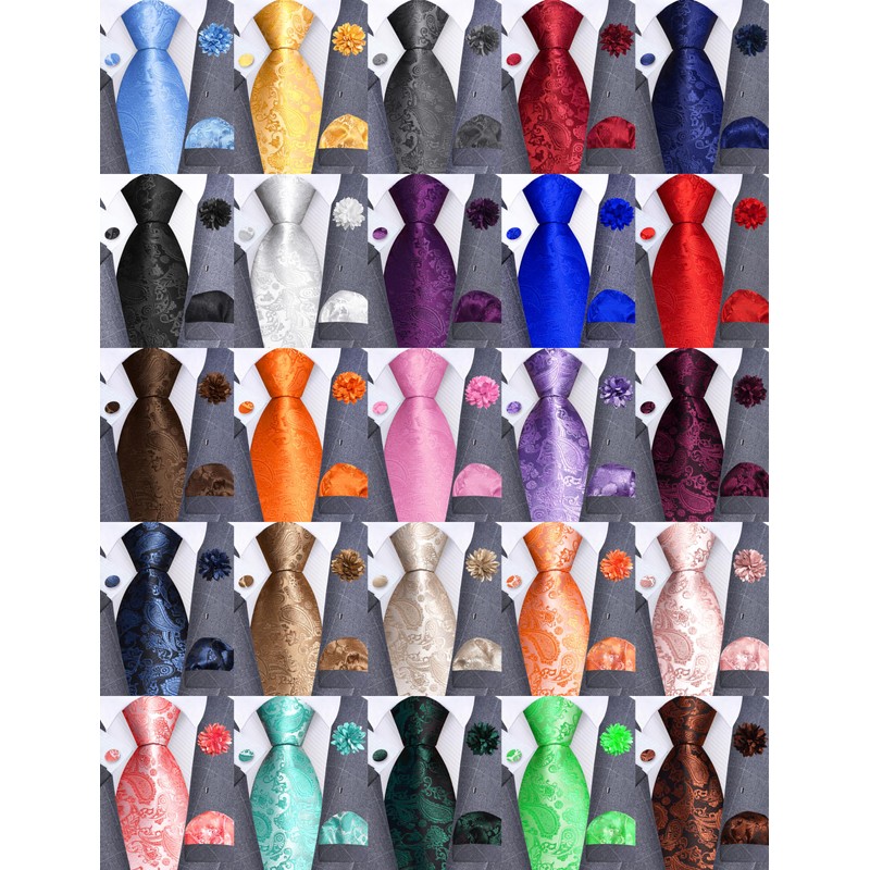 Gusleson Green Tie for Wedding Mens Silk Paisley Emerald Green