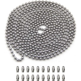 BetterJonny Ball Chain, Key Chain, Ball Chain with Connector, Silver, Total Length: Approx. 2.4 ft (6 m), Key Chain, Parts, Stainless Steel, Ball Diameter 0.18 inches (4.5 mm), Word Book Making, Wallet, Handicraft Materials, Handmade