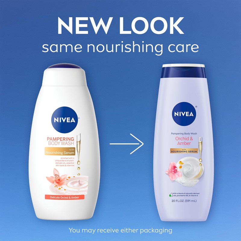 NIVEA Delicate Orchid and Amber Body Wash with Nourishing Serum,